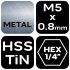 NEO TOOLS Gépi menetfúró, 2az1ben előfúró éllel, HSS-Titán, M5X0,8mm, hatszög szárral 08-952
