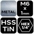NEO TOOLS Gépi menetfúró, 2az1ben előfúró éllel, HSS-Titán, M6X1mm, hatszög szárral 08-953