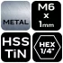 NEO TOOLS Gépi menetfúró, 2az1ben előfúró éllel, HSS-Titán, M6X1mm, hatszög szárral 08-953