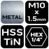 NEO TOOLS Gépi menetfúró, 2az1ben előfúró éllel, HSS-Titán, M10X1,5mm, hatszög szárral 08-956