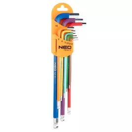   NEO TOOLS Imbuszkulcs készlet 9db hosszú 1.5-10mm, színes 25 év garanciával 09-512