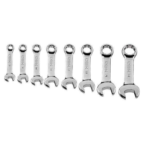 NEO TOOLS Csillag-villáskulcs készlet, rövid, 8-19mm, 8db 25 év garanciával 09-791