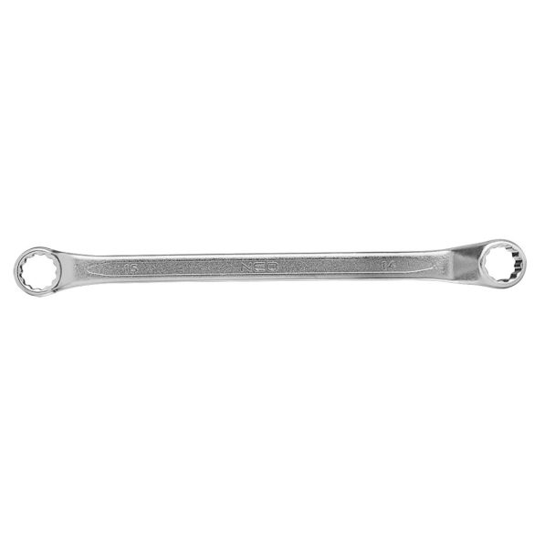 NEO TOOLS Csillagkulcs, hajlított 14x15mm CrV, DIN 838 25 év garanciával 09-914