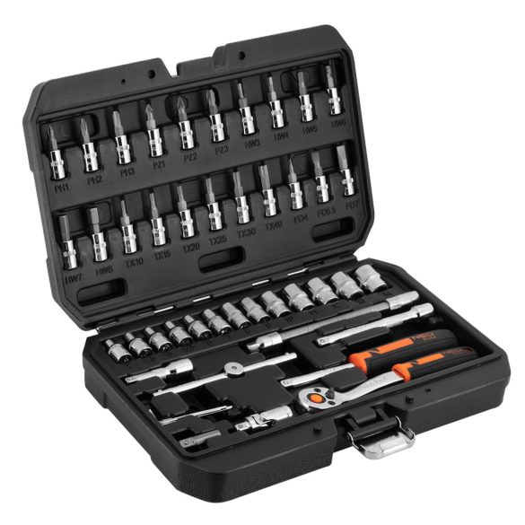 NEO TOOLS Dugókulcskészlet 1/4", 46db 25 év garanciával 10-004