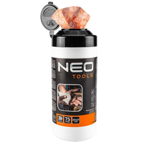 NEO TOOLS Kéz-és felülettisztító csiszolókendő, 75 lap, ragasztó, gyanta, szilikon, lakk, festék, poliuretán hab és polimer 10-408