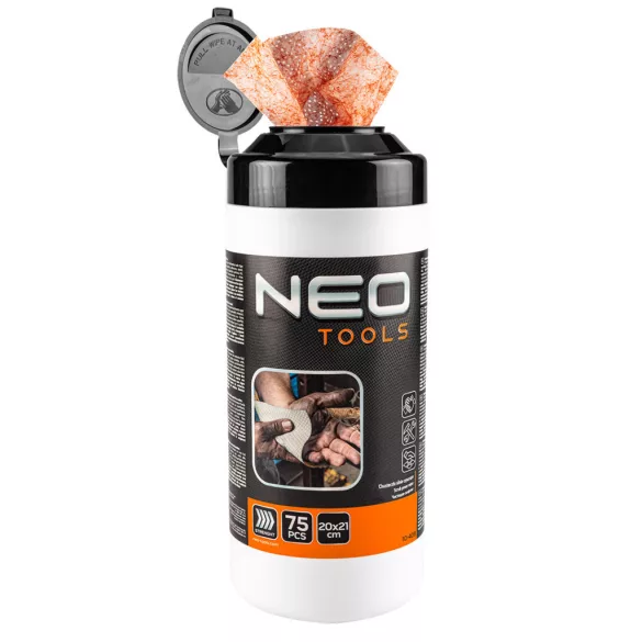 NEO TOOLS Kéz-és felülettisztító csiszolókendő, 75 lap, ragasztó, gyanta, szilikon, lakk, festék, poliuretán hab és polimer 10-408