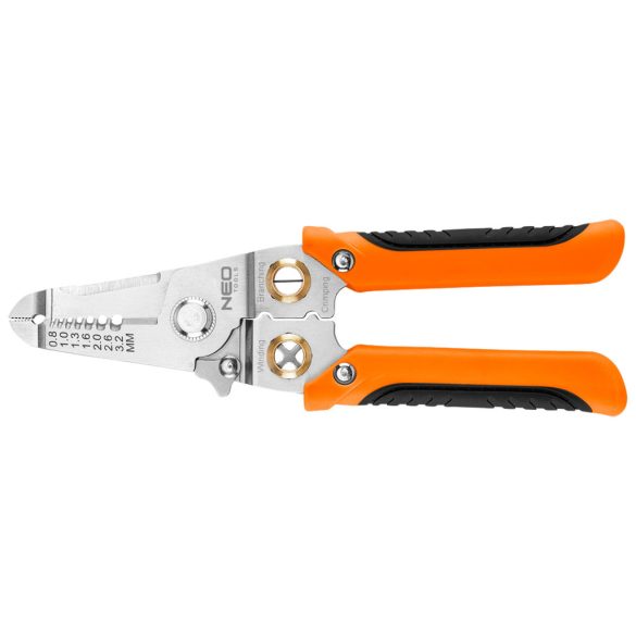 NEO TOOLS Krimpelő-, kábelsaru fogó, 6az1ben, 0,8-3,2mm 01-549