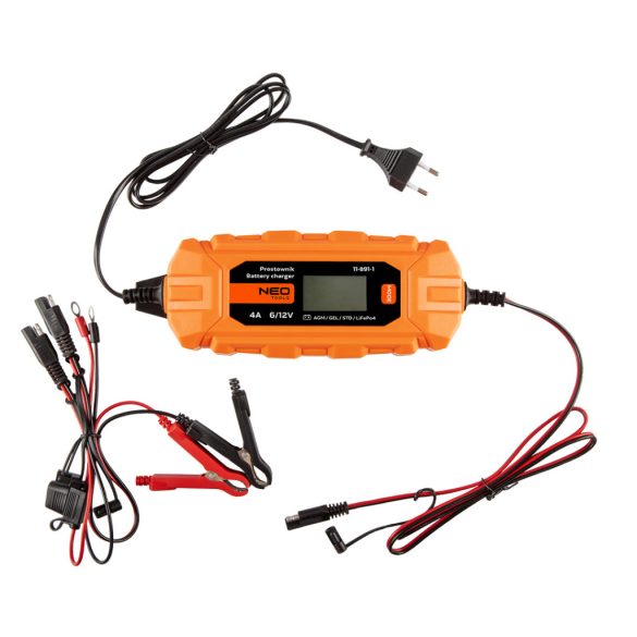 NEO TOOLS Automatikus akkumulátortöltő 4A/70W, 3-120Ah, savas / AGM / GEL akkumulátorokhoz 2 év garanciával 11-891-1