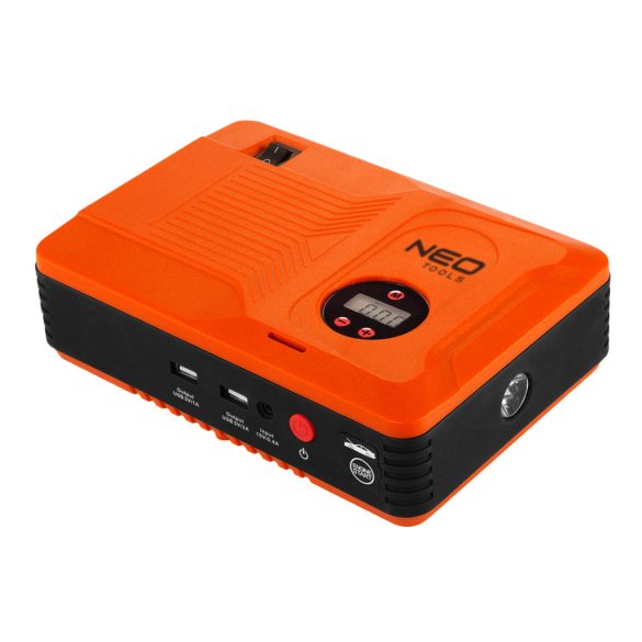 NEO TOOLS Multifunkciós gyorsindító, akkuindító, indításrásegítő, kompresszor, powerbank, lámpa 11-997