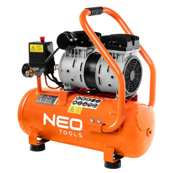 NEO TOOLS Kompresszor, 12L, extra csendes, kefementes motorral, olajmentes, 79(61)dB 2 év garanciával 12K020