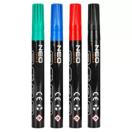   NEO TOOLS 4db jelölőfilc, lakkfilc, vízálló festékkel, alu festéktartály házzal, színes, vastag hegyű 13-851