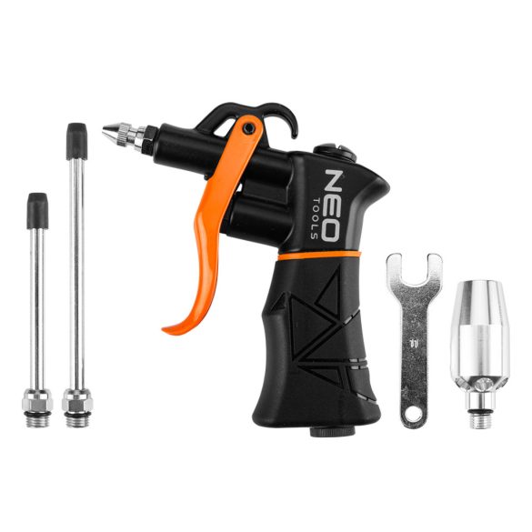 NEO TOOLS Pneumatikus lefúvópisztoly, nagy teljesítményű, cserélhető fejekkel 14-725