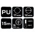 NEO TOOLS Pneumatikus spiráltömlő, 12x17mm x 15m, PU 14-802-1