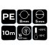 NEO TOOLS Pneumatikus spiráltömlő, 5,0x8mm x 10m, PE 14-804-1