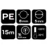 NEO TOOLS Pneumatikus spiráltömlő, 5,0x8mm x 15m, PE 14-806-1