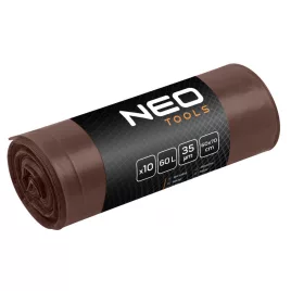   NEO TOOLS Szemeteszsák 60l, 60x70cm, barna, erősített, vastagság:35mic, 10db 15-993