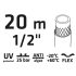 VERTO Locsolótömlő 20 m, 1/2", Professional: csomózódás, csavarodás védelem, UV álló, algásodás védelem 15G820