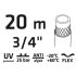 VERTO Locsolótömlő 20 m, 3/4", Professional: csomózódás, csavarodás védelem, UV álló, algásodás védelem 15G823