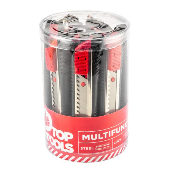 Top Tools Törhető pengés kés 18mm, kínáló dobozban, 12db 17B528-12