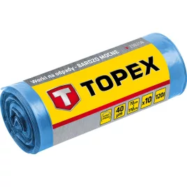   TOPEX Szemeteszsák 120L, kék, nagyon erős, méretek:70x110cm, vastagság: 40 mic, LDPE fólia, 10db 23B258