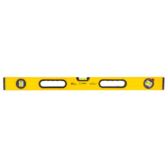 TOPEX Vízmérték, 60cm, 3 libella, 2 markolat, aluminium, ±0,5mm/m 29C602