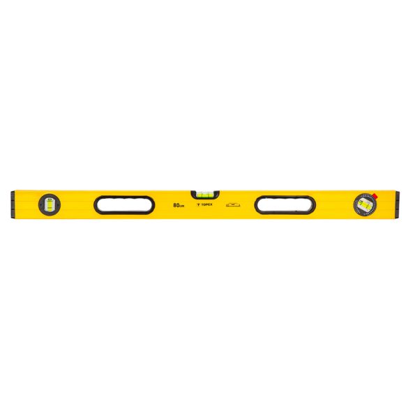 TOPEX Vízmérték, 80cm, 3 libella, 2 markolat, aluminium, ±0,5mm/m 29C603