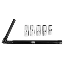   NEO TOOLS Csaptelepkulcs, csuklós 250mm, 5+1 cserélhető fej, 8-13mm 02-446