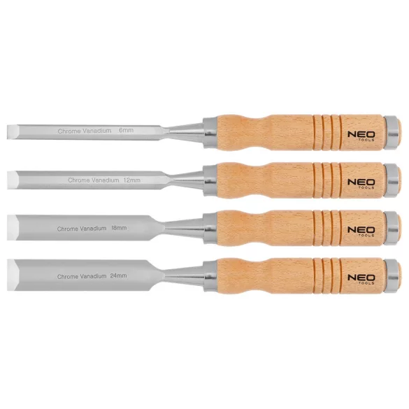 NEO TOOLS Favéső készlet 6, 12, 18, 24mm, 4db-os fa nyéllel 37-800