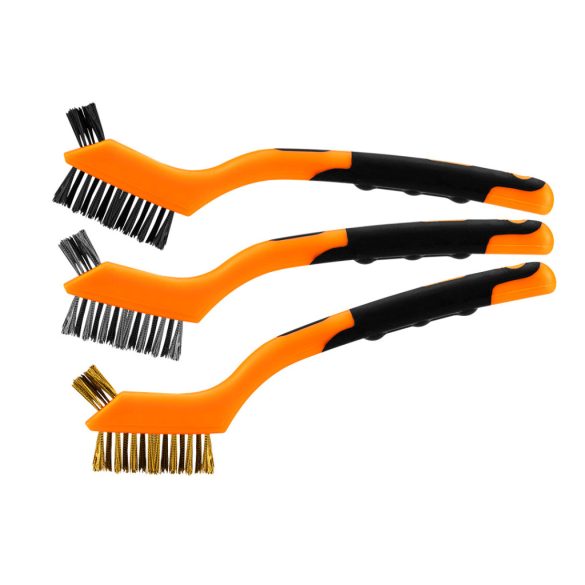 NEO TOOLS Drótkefe készlet 3db, 3x7 sor, Acél, műanyag és sárgaréz szálas kefék 39-100