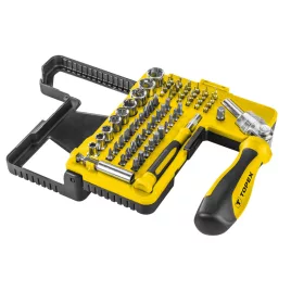   TOPEX Dugókulcskészlet + bitkészlet Racsnis hajtószárral 68db 39D346