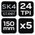 NEO TOOLS Fémfűrészlap készlet 150mm, 5db, 24TPI, egyoldalas 43-350