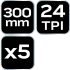 NEO TOOLS FÉMFŰRÉSZLAP készlet 300x12, 5mm, 5db, HSS Bimetal 43-355