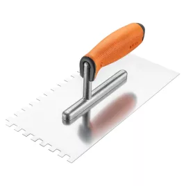   NEO TOOLS Acél simító, fogazott, rozsdamentes, 270x128mm, 8x8x8mm, kétkomponensű markolat 50-168
