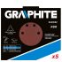 GRAPHITE Tépőzáras csiszolópapír K80, háromszög alakú 12 lyukakkal, 5db csiszolóhoz 59G264 54H032