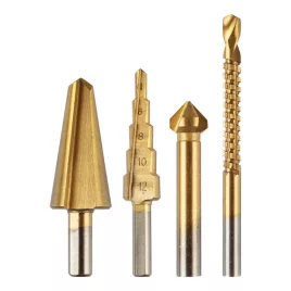   GRAPHITE Speciális fúrókészlet, maró, süllyesztő, lépcsős, kúpos 4db-os, HSS-Titán 54T301