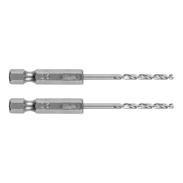 GRAPHITE Csigafúró, 1/4" hatszög szárral, HSS DIN 338, 2,5mm, 2db/cs 54T701