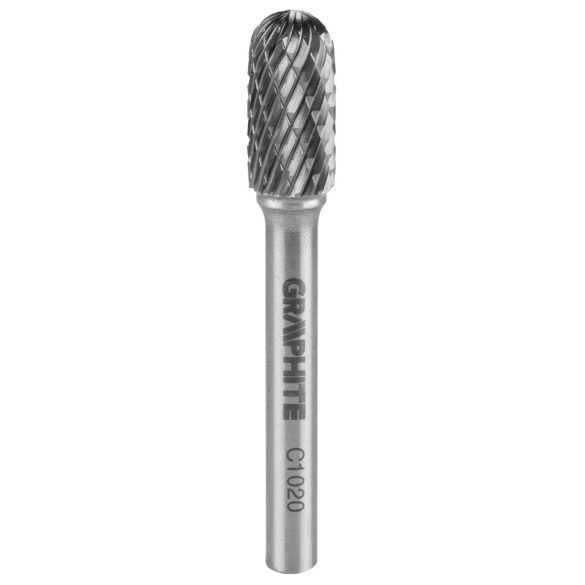 GRAPHITE Keményfém marófej, turbómaró, C, hengeres, élletöréssel, 10x20mm, szár méret: 6x45mm 55H360