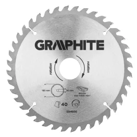   GRAPHITE Körfűrészlap keményfém fogakkal, 185x30mm, 40 fog 55H600