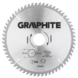   GRAPHITE Körfűrészlap keményfém fogakkal, 185x30mm, 60 fog 55H601