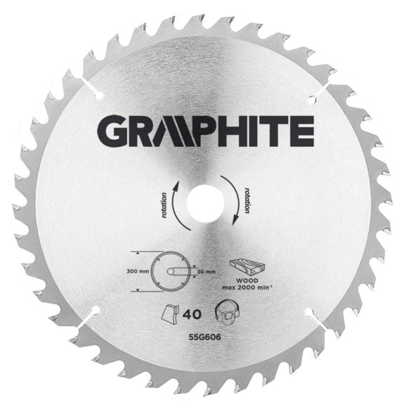 GRAPHITE Körfűrészlap keményfém fogakkal, 300x30mm, 40 fog 55H606