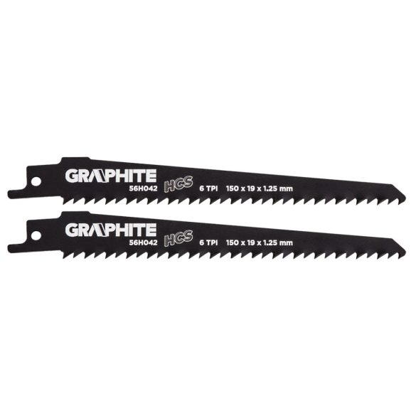 GRAPHITE Orrfűrészlap, HCS, 150x19x1.25mm, 6TPI, 2db 56H042