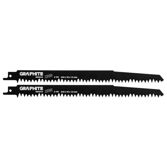 GRAPHITE Orrfűrészlap, HCS, 240x19x1.5mm, 5TPI, 2db 56H044