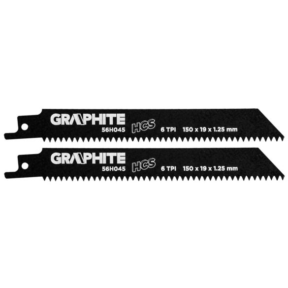 GRAPHITE Orrfűrészlap, HCS, 150x19x1.25mm, 6TPI, 2db 56H045