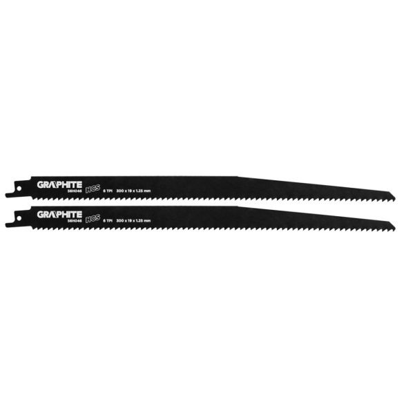 GRAPHITE Orrfűrészlap, HCS, 300x19x1.25mm, 6TPI, 2db 56H046