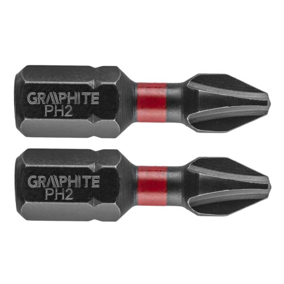 GRAPHITE Torziós ütvecsavarozó bit PH2x25mm, 2db 56H501