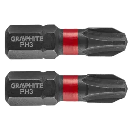 GRAPHITE Torziós ütvecsavarozó bit PH3x25mm, 2db 56H502