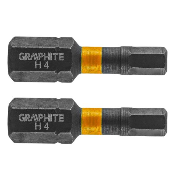 GRAPHITE Torziós ütvecsavarozó bit, hatlapú, 4x25mm, 2db 56H507