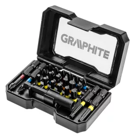   GRAPHITE Csavarhúzó bitkészlet, 23db., bitek 25mm - 18db, bitek 50mm - 4db., mágneses bittartó - 1db 56H612