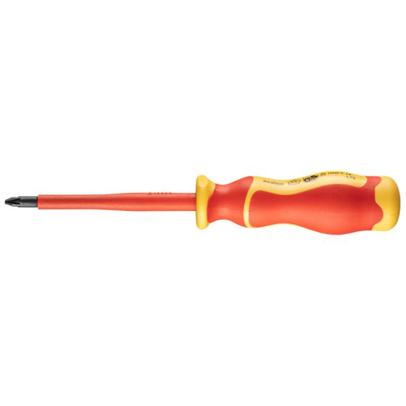NEO TOOLS Csavarhúzó PH 1000V, szigetelt, PH2x6x100mm, S2 acél 25 év garanciával 04-139