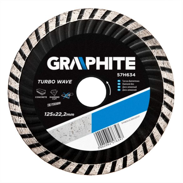 GRAPHITE Gyémánt vágókorong 125mm TURBO HŰTŐBORDÁS 57H634